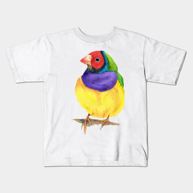 Gouldian finch watercolor Kids T-Shirt by Oranjade0122